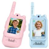 vilicert Video Walkie Talkie Toys for Age 3-12 Boys Girls, 2 Pack Walkie Talkies with Screen, Long Range 2 Way Radio with 4 Voice Effects, Christmas Birthday Gifts for Kids Indoor Outdoor Camping