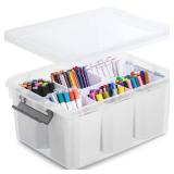Citylife 17 QT Plastic Storage Bins Clear Storage Box with Lids Multipurpose Stackable Storage Containers for Organizing Tool, Craft, Crayon