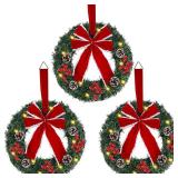 Lighted Artificial Christmas Wreath, Battery Operated with LED Lights, for Front Door Gate Wall Christmas Party Decorations