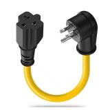 LBSC Heavy-Duty 20 Amp Extension Cord - 12AWG, 1FT NEMA 5-15P to 5-20R/6-15R/6-20R Adapter Cable, 15A/125V Male to 20A/250V Female T-Blade Right-Angle Plug Power Cord for Home & Workshop