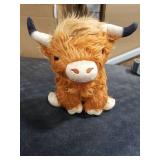 FSUGT Highland Cow Stuffed Animal Toy, Adorable Highland Cow Plush, Scottish Cow Plush Toy, Farm Animal Cattle Plush Decor Gifts for Kids Baby Girls Boys (Brown Cow)