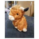 FSUGT Highland Cow Stuffed Animal Toy, Adorable Highland Cow Plush, Scottish Cow Plush Toy, Farm Animal Cattle Plush Decor Gifts for Kids Baby Girls Boys (Brown Cow)