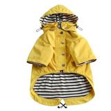 Morezi Dog Zip Up Raincoat with Reflective Buttons, Rain/Water Resistant, Adjustable Drawstring, Removable Hood, Raincoats with Legs - Yellow - XL