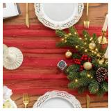Artoid Mode Pearl Red Gauze Table Runner 120 Inch 10FT, Seasonal Sheer Dining Holiday Wedding Birthday Baby Shower Table Decor for Home Party