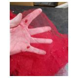 Artoid Mode Pearl Red Gauze Table Runner 120 Inch 10FT, Seasonal Sheer Dining Holiday Wedding Birthday Baby Shower Table Decor for Home Party