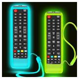 2Pack Case for Samsung TV Remote, Cover for Samsung Remote Control for Smart TV Universal Replacement Silicone Sleeve Skin with Lanyard Glow in The Dark Green and Blue