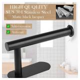 JOPOFI Toilet Paper Holder - Self Adhesive Toilet Paper Holder Wall Mount for Bathroom, SUS 304 Stainless Steel Command Strip Toilet Paper Roll Holder Stick On Wall, No Drilling - Matte Black