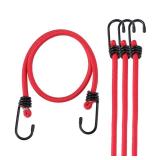 WORKPRO 24 Inch Bungee Cord with Hooks, 4 Pack Superior Rubber Heavy Duty Straps Strong Elastic Rope for Outdoor Tent, Luggage Rack, Camping, Cargo, RV, Bike, Transporting, Storage, Red