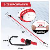 WORKPRO 24 Inch Bungee Cord with Hooks, 4 Pack Superior Rubber Heavy Duty Straps Strong Elastic Rope for Outdoor Tent, Luggage Rack, Camping, Cargo, RV, Bike, Transporting, Storage, Red