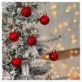 Emopeak 24Pcs Christmas Balls Ornaments for Xmas Christmas Tree - Shatterproof Christmas Tree Decorations Large Hanging Ball for Holiday Wedding Party Decoration (Red, 1.2-3.1CM)
