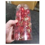Emopeak 24Pcs Christmas Balls Ornaments for Xmas Christmas Tree - Shatterproof Christmas Tree Decorations Large Hanging Ball for Holiday Wedding Party Decoration (Red, 1.2-3.1CM)