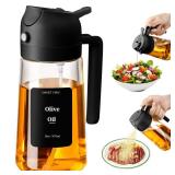 SWEET VIEW Olive Oil Sprayer for Cooking, 470ml 2 In 1 Glass Oil Dispenser/Pour Bottle, Kitchen Accessories, Kitchen Gadgets for Air Fryer, Salad, BBQ (Black)