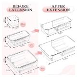 DILIBRA 16 Pcs Clear Extendable Drawer Organizer, Adjustable Drawer Storage 3-Size Desk Drawer Organizer, Plastic Non-Slip Storage Bins for Makeup, Cosmetic, Jewelries, Utensils, Stationery, Dressers