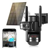 4K Solar Security Camera Wireless Outdoor with Dual-Lens,5G/2.4G WiFi Cameras for Home Security with WiFi 6,8MP Color Night ViSion,PIR Motion Detection,Auto Tracking,2-Way Audio,Spotlight Siren,Alexa
