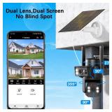 4K Solar Security Camera Wireless Outdoor with Dual-Lens,5G/2.4G WiFi Cameras for Home Security with WiFi 6,8MP Color Night ViSion,PIR Motion Detection,Auto Tracking,2-Way Audio,Spotlight Siren,Alexa