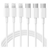 RCTech USB C to Lightning Cable 3Pack 6FT [MFi Certified] iPhone Fast Charger Cable USB-C Power Delivery Charging Cord for iPhone 14/13/12/11/XS/XR/X/8/iPad, White