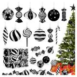 Candy Christmas Ornaments Set, Candy Cane Ornaments for Christmas Tree, Black Christmas Tree Decor
