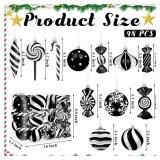 Candy Christmas Ornaments Set, Candy Cane Ornaments for Christmas Tree, Black Christmas Tree Decor
