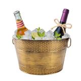 Metal Ice Bucket Galvanized Beverage Tub,Drink Buckets Large Cooler for Wine Beer Champagne Cocktails for Catering, Bars, Parties, Outdoor Events(Copper-1PC)
