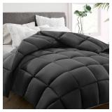 HYLEORY Queen Comforter, All Season Down Alternative Duvet Insert, Winter Warm Quilted Bed Comforter with Corner Tabs,Machine Washable, Dark Grey, 88x88 Inch