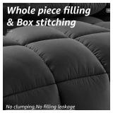 HYLEORY Queen Comforter, All Season Down Alternative Duvet Insert, Winter Warm Quilted Bed Comforter with Corner Tabs,Machine Washable, Dark Grey, 88x88 Inch