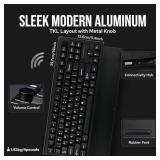 EPOMAKER P87 TKL Aluminum Wireless Gaming Keyboard, QMK/VIA Programmable, 87% BT/2.4Ghz/USB-C, with CNC Metal Knob and RGB Backlight (Black, Wisteria Linear Switch)