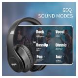 Uliptz Wireless Bluetooth Headphones, 65H Playtime, 6 EQ Sound Modes, HiFi Stereo Over Ear Headphones with Microphone, Foldable Lightweight Bluetooth 5.3 Headphone for Travel/Office/Cellphone/PC