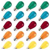S14 Christmas Replacement Light Bulbs, 20 Pack Glass Edison Vintage Bulbs, 11 Watt, E26 Medium Base, Waterproof Commercial Christmas Bulb for Indoor Outdoor Home Patio Garden Decoration, Multicolor