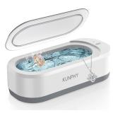 KUNPHY Ultrasonic Jewelry Cleaner, Jewelry Cleaner Machine 12oz 46KHz, Professional Sonic Cleaner with One-Touch Operation, Sonic Cleaner for Rings, Glasses, Jewelry, Dentures White