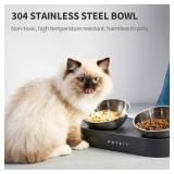PETKIT 304 Stainless Steel Elevated Cat Bowls&Dog Bowls,Raised Cat Food and Water Bowl Set, Non-Slip, Anti Vomiting 15°Tilted Cat Small Animal Plate