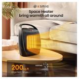 Kismile Small Electric Space Heater Ceramic Space Heater,Portable Heater Fan for Office with Adjustable Thermostat and Overheat Protection ETL Listed for Kitchen, 750W/1500W(Black)