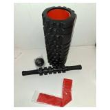 Krightlink 5 in1 Foam Roller Set for Deep Tissue Muscle Massage, High Density Fitness Exercise Foam Roller, Massage Roller, Massage Ball, Resistance Band, for Whole Body (Black)