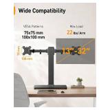 Perlegear Dual Monitor Stand with Power Strip, Freestanding Computer Monitor Stand for 2 Screens up to 32 Inch, Monitor Stand Riser with Glass Base and Adjustable Arms, Holds 22 lbs per Arm, PGTVS41B