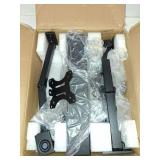 Perlegear Dual Monitor Stand with Power Strip, Freestanding Computer Monitor Stand for 2 Screens up to 32 Inch, Monitor Stand Riser with Glass Base and Adjustable Arms, Holds 22 lbs per Arm, PGTVS41B