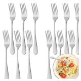 16 Piece Dinner Forks Set, Food-Grade Stainless Steel Forks Silverware, Cutlery Fork, Salad Fork, Metal Forks for Home, Kitchen or Restaurant, Mirror Polished, Dishwasher Safe - 7.3 Inch