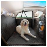 ELLINI Dog Car Seat Cover for Back Seat, Hard Bottom Back Seat Extender for Dogs, Holds 400lbs, 600D Heavy Duty Scratch-Proof Waterproof Dog Hammock for Car, SUV