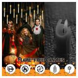wxnlo Floating Candles with Wand, 20 Pcs Magic Hanging Flameless LED Candles, Battery Operated Flickering Lights with Wand Remote for Halloween Indoor Decor, Halloween Decorations Party Gift