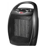 Kismile Small Electric Space Heater Ceramic Space Heater,Portable Heater Fan for Office with Adjustable Thermostat and Overheat Protection ETL Listed for Kitchen, 750W/1500W(Black)