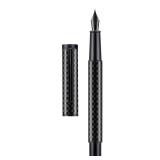 Hongdian Black Carbon Fiber Fountain Pen Extra Fine Nib Elegant Design Smooth Writer with Refillable Converter and Metal Pen Case Set