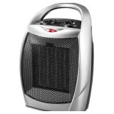 Kismile Small Electric Space Heater,Portable Ceramic Space Heater Fan for Office with Adjustable Thermostat and Overheat Protection ETL Listed for Kitchen, 750W/1500W(Silver)