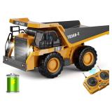 KIDMARKT RC Dump Truck Toy for Kids | 9-Channel Metal Construction Vehicle with Working Bed, Lights & Sounds, Rechargeable Remote Control Truck for Boys Ages 3-12, Durable STEM Gift for Birthday 2026