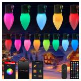 Brightown C9 LED Christmas Lights Outdoor, 150 LED RGB Smart Christmas Tree Lights with Music Sync APP Controlled, Waterproof Connectable C9 String Light for Indoor House Party Patio Garden Decor
