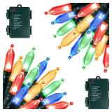 Battery Operated Christmas Lights 2 Pack 18 Feet 50 LED Clear Mini String Lights with 8 Modes Waterproof Tree Lights for Xmas Outdoor Indoor Holiday Party Garden Decor, Multicolor