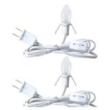 Accessory Cord with One Clear Light Bulb, 6 Feet UL Listed White Cord with On and Off Switch Plugs - Perfect for Holiday Decorations and Craft Projects, 2 Pack