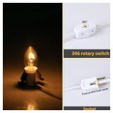 Accessory Cord with One Clear Light Bulb, 6 Feet UL Listed White Cord with On and Off Switch Plugs - Perfect for Holiday Decorations and Craft Projects, 2 Pack