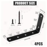 2pcs Furniture Anchors for Baby Proofing, Metal Baby Furniture Anchor Bracket Anti Tip Black Furniture Mounts Baby Proof L-shaped Furniture Wall Anchor for Large Furniture