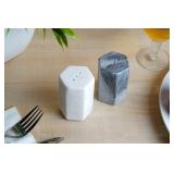 GoCraft Salt and Pepper Shakers Set | Handcrafted White & Black Marble Spice Shakers for Kitchen & Dining Table | Elegant Seasoning Dispenser | Heavy & Durable Stone Salt Pepper Holders (weighs 1 lbs)