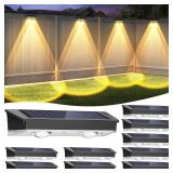 Solar Fence Lights Outdoor, 10 Pack Warm/Neutual/Cool White Fence Lights Solar Powered with 2 LED, IP65 Waterproof, Deck Lighting for Backyard, Patio, Wall, Railing, Pool, Stair