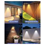 Solar Fence Lights Outdoor, 10 Pack Warm/Neutual/Cool White Fence Lights Solar Powered with 2 LED, IP65 Waterproof, Deck Lighting for Backyard, Patio, Wall, Railing, Pool, Stair