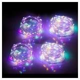 Mandiq 4 Pack Fairy Lights Battery Operated, String Lights 10ft 30 LEDs, Flashing and Constant Light Mode, Silver Wire Mini Lights for Festival, Christmas Decoration, Multicolor